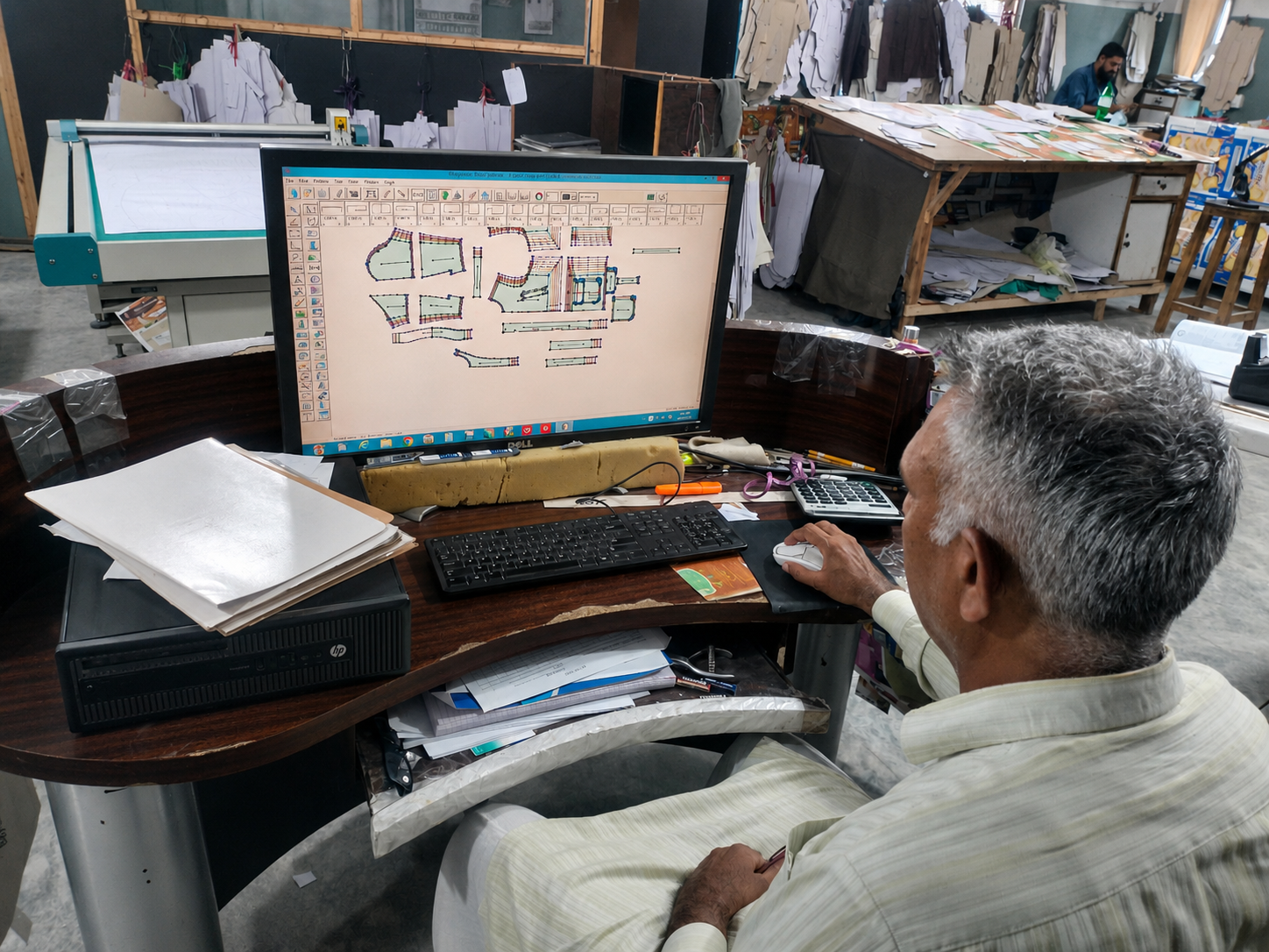 Stitching operator at work